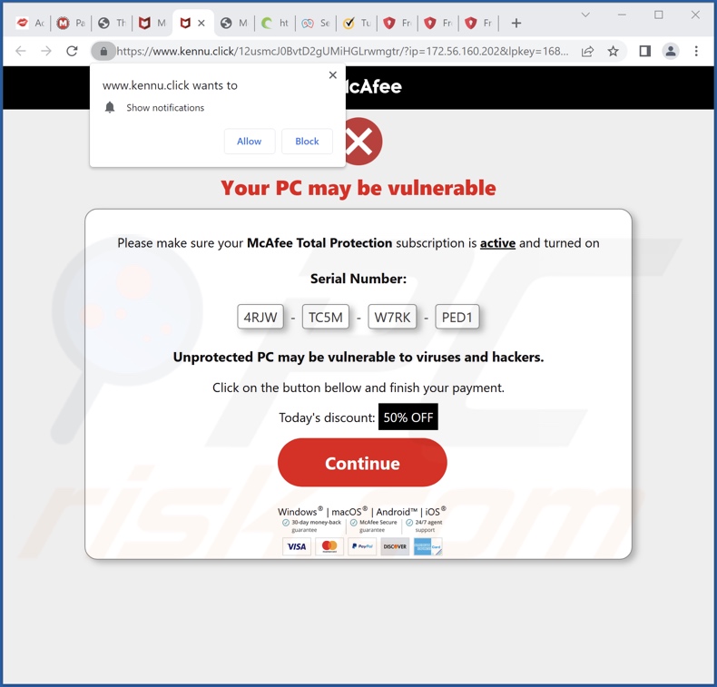 kennu[.]click pop-up redirects