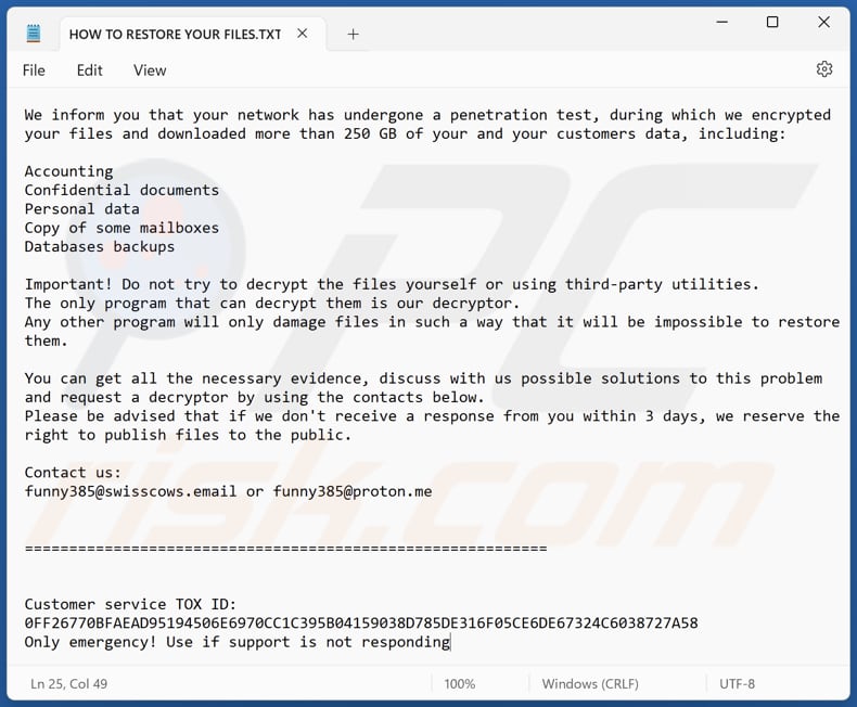 Kmufesd ransomware text file (HOW TO RESTORE YOUR FILES.TXT)
