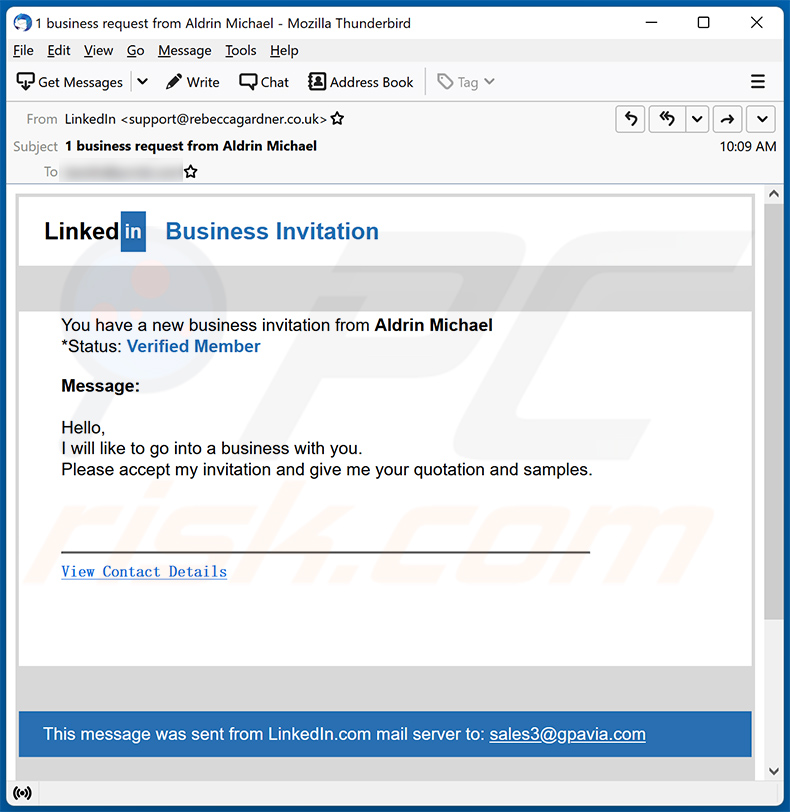 LinkedIn Email Scam (2023-03-06)