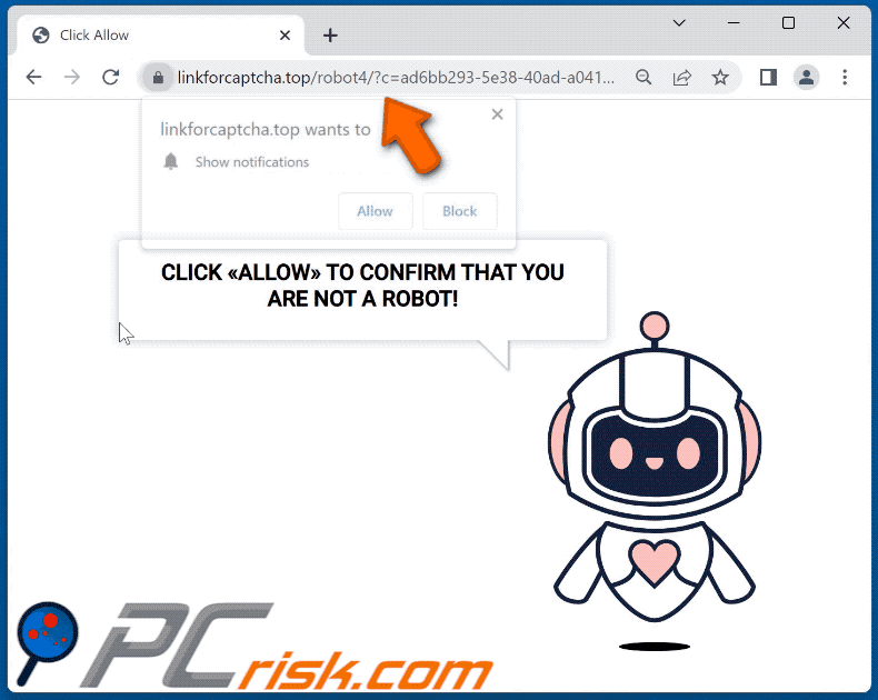 linkforcaptcha[.]top website appearance (GIF)