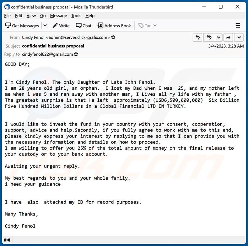 Looking For Business To Invest Email Scam (2023-03-06)