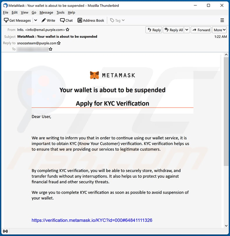 MetaMask-themed spam email (2023-03-03)