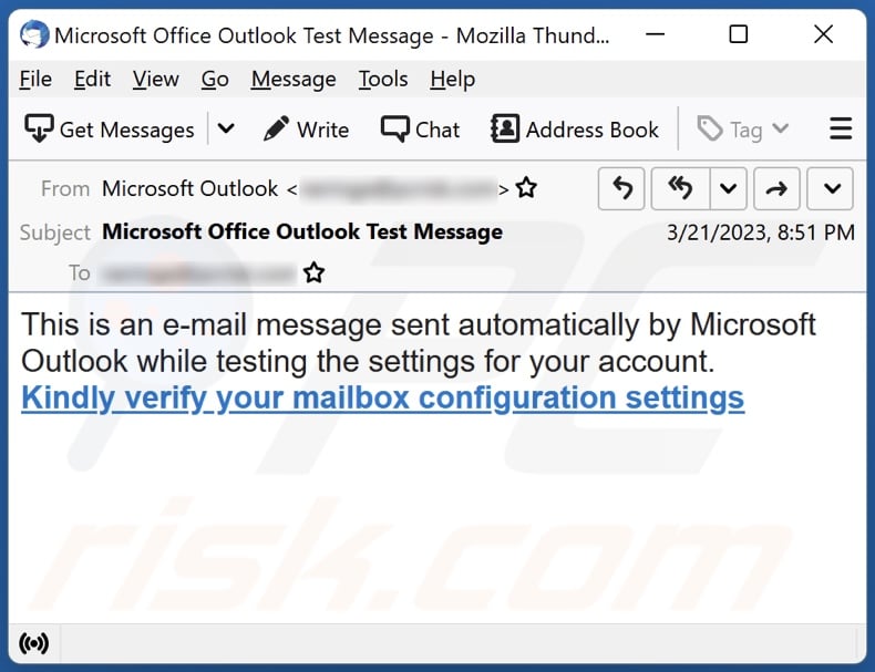 Microsoft Outlook Mailbox Configuration email spam campaign