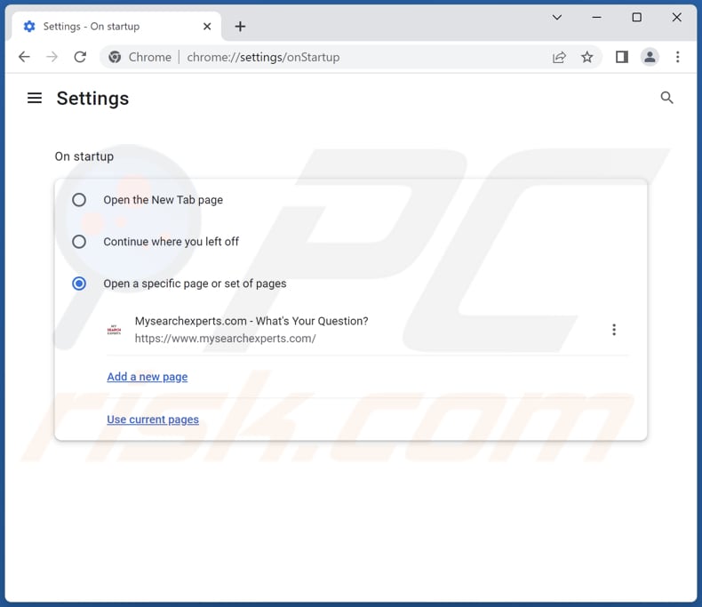Removing mysearchexperts.com from Google Chrome homepage
