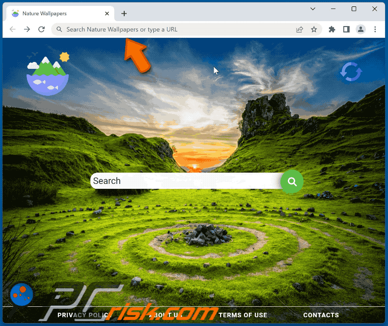 Nature Wallpapers browser hijacker search.landscape-wallpaper.com shows bing.com results