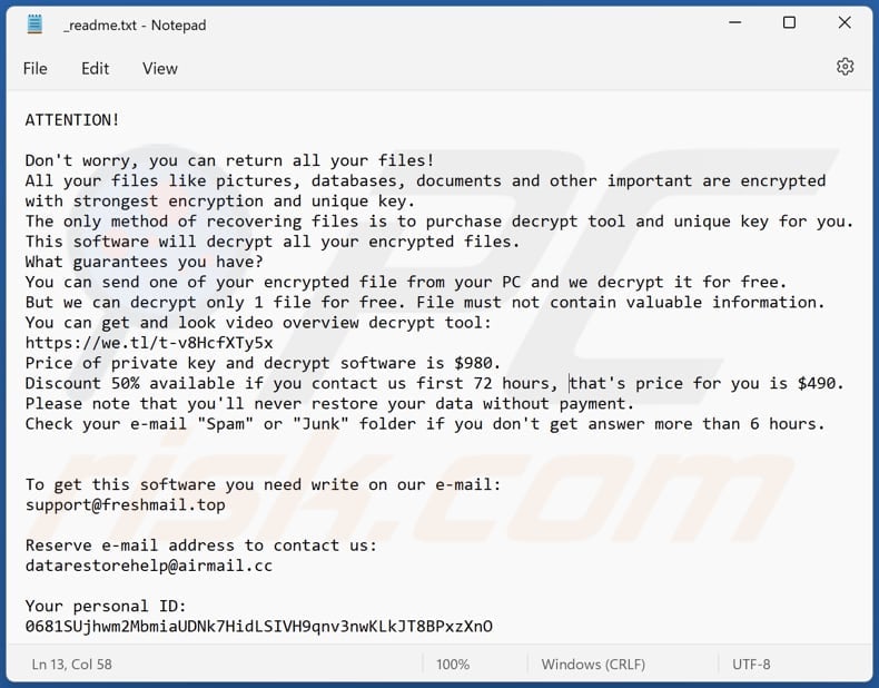 Niwm ransomware text file (_readme.txt)