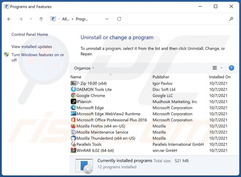nowsearchit.com browser hijacker uninstall via Control Panel