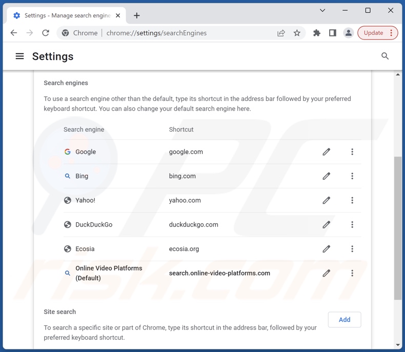 Removing search.online-video-platforms.com from Google Chrome default search engine