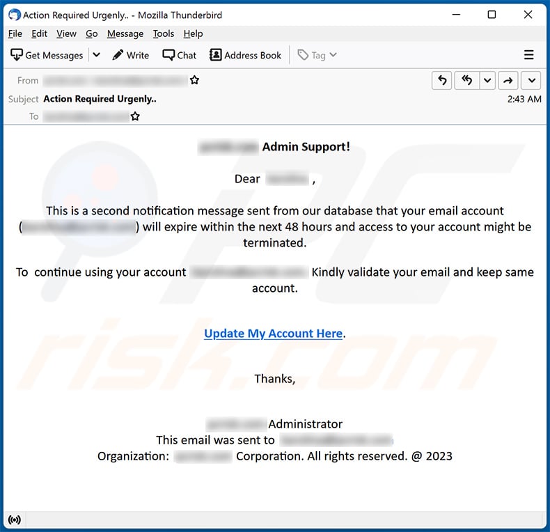 Password expiration-themed spam email (2023-03-22)