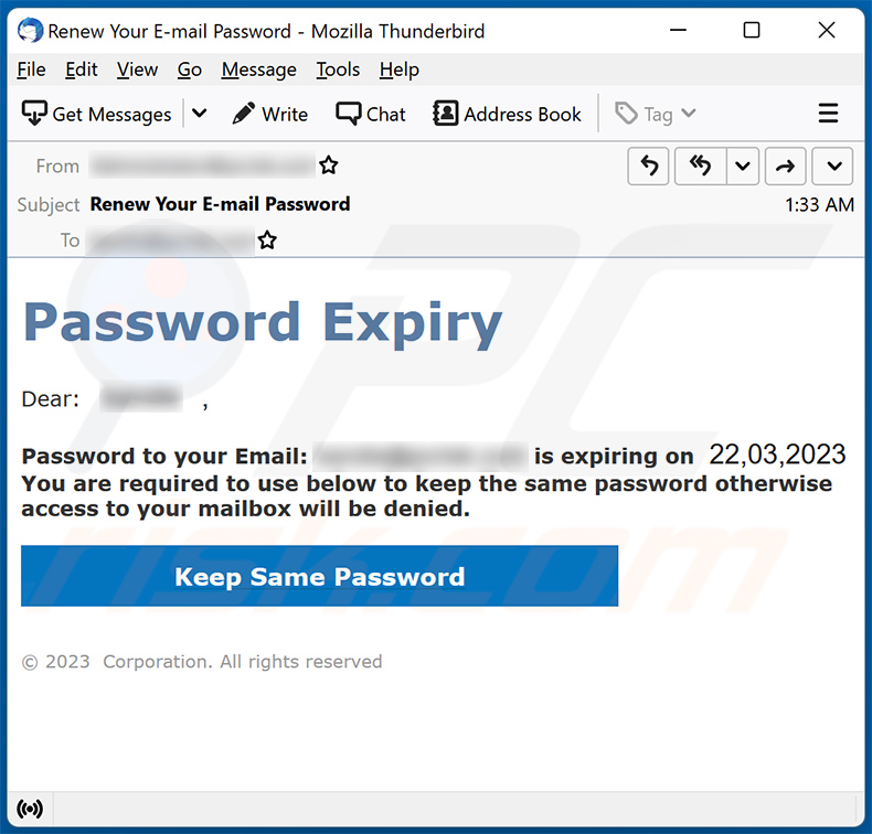 Password Expiry email scam
