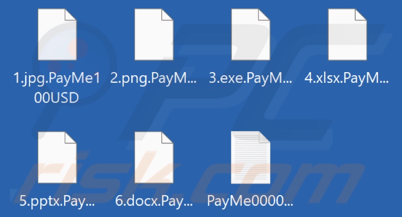 Files encrypted by PayMe100USD ransomware (.PayMe100USD extension)