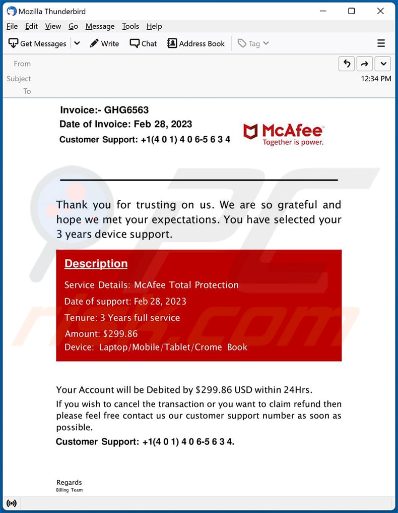 McAfee subscription renewal-themed spam email (2023-03-01 - sample 2)