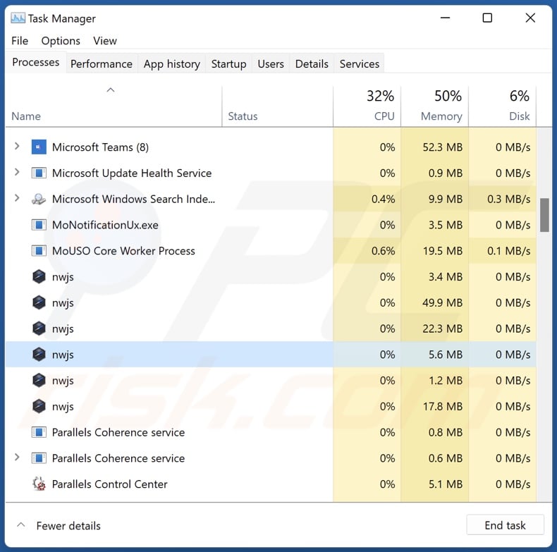 Player adware process on Windows Task Manager (nwjs - process name)