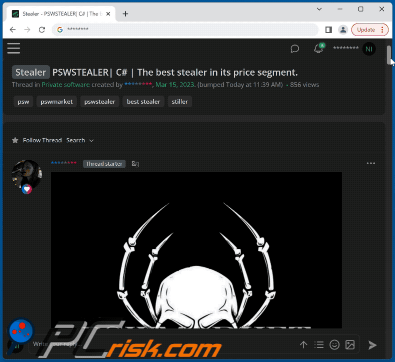 PSWSTEALER malware promoted online (GIF)