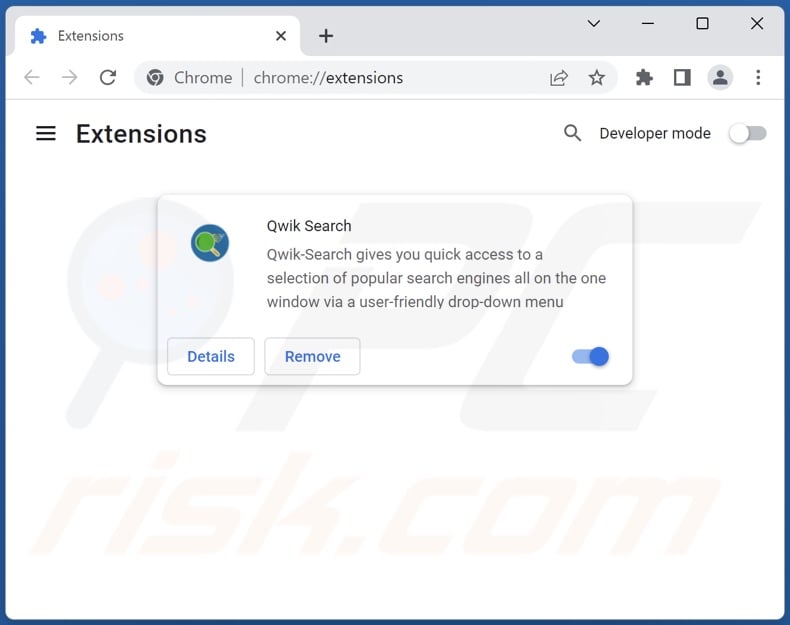 Removing search.qwik-search.com related Google Chrome extensions