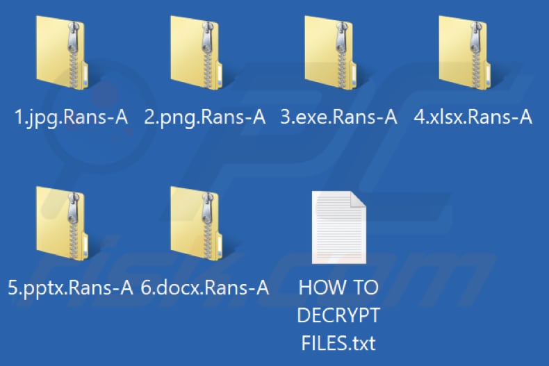 Files encrypted by Rans-A ransomware (.Rans-A extension)