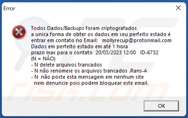 Rans-A ransomware error message