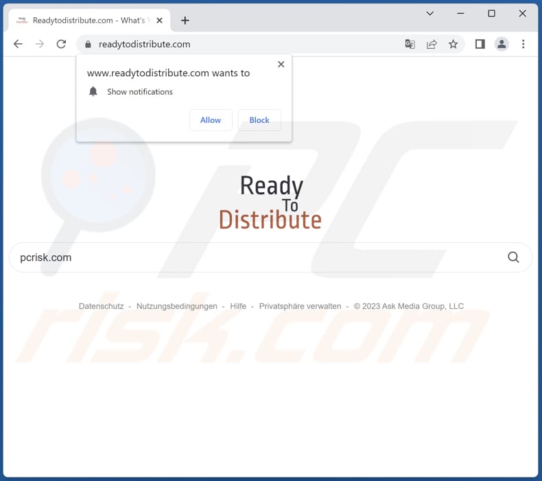 readytodistribute.com browser hijacker