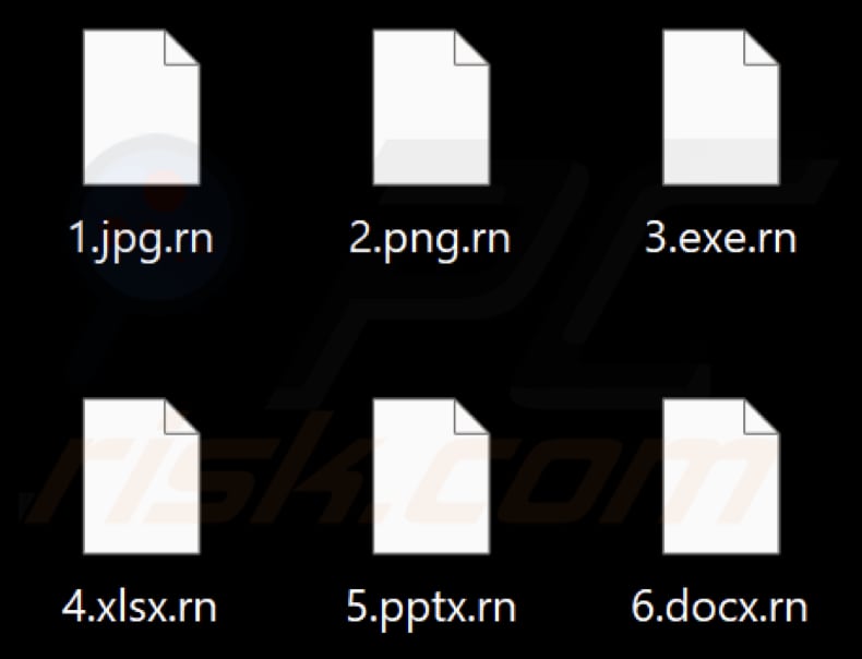 Files encrypted by Rn ransomware (.rn extension)