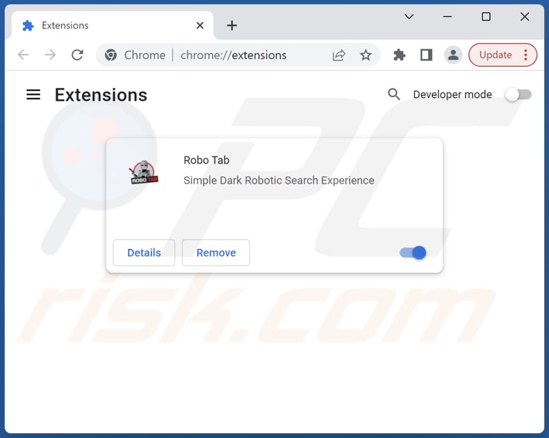 Removing search.robo-tab.com related Google Chrome extensions