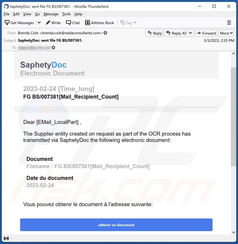 SaphetyDoc email spam campaign