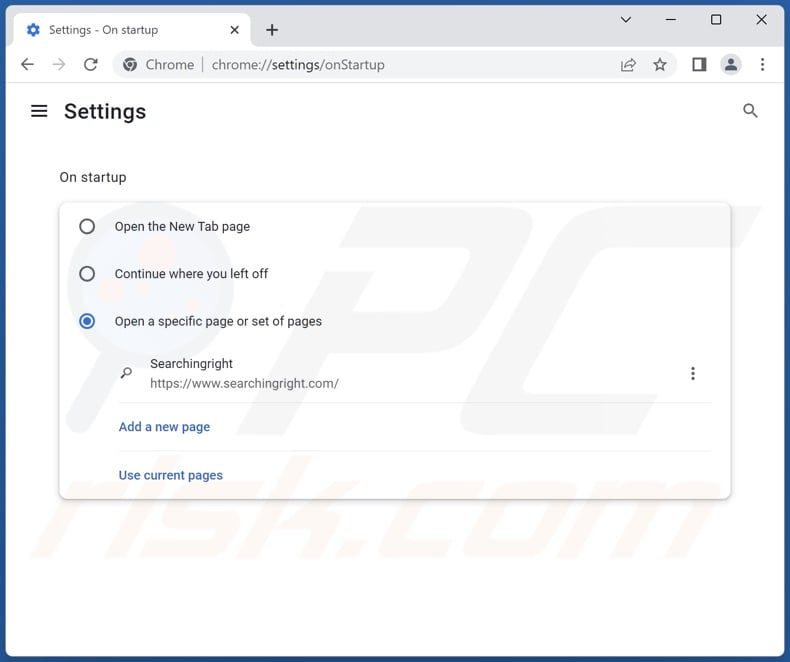 Removing searchingright.com from Google Chrome homepage