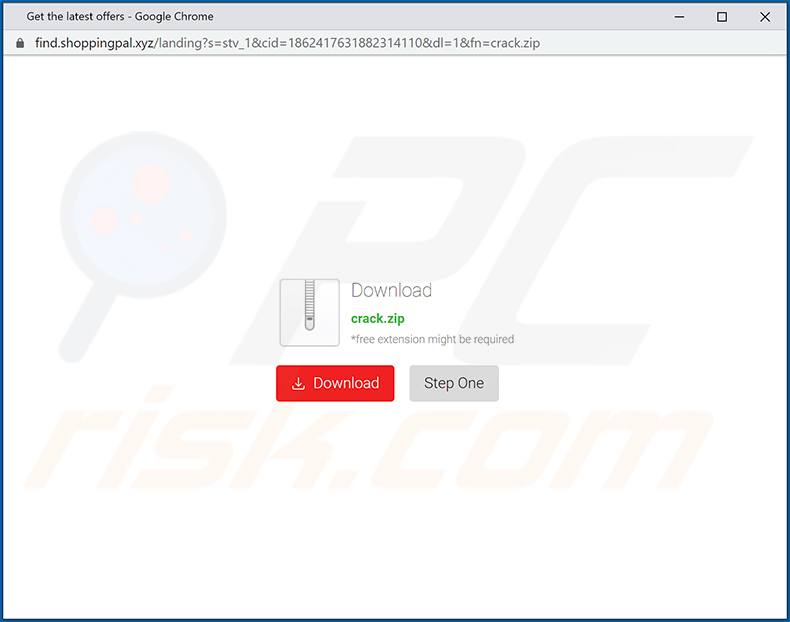 Deceptive website promoting Shopping Pal adware