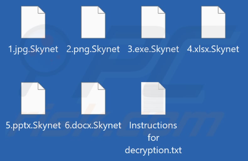 Files encrypted by Skynet ransomware (.Skynet extension)