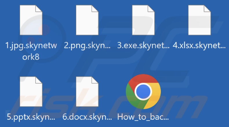 Files encrypted by Skynetwork ransomware (.skynetwork8 extension)