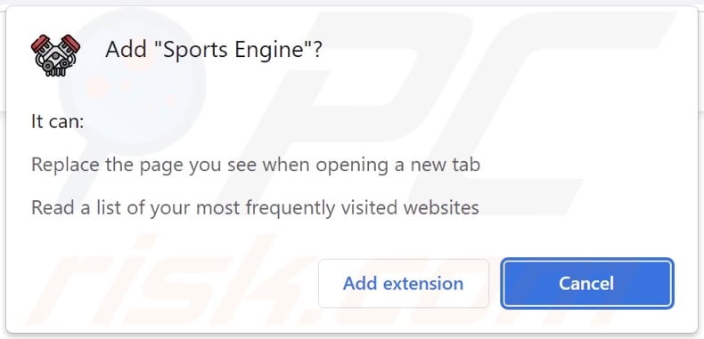 Sport Engine browser hijacker asking for permissions