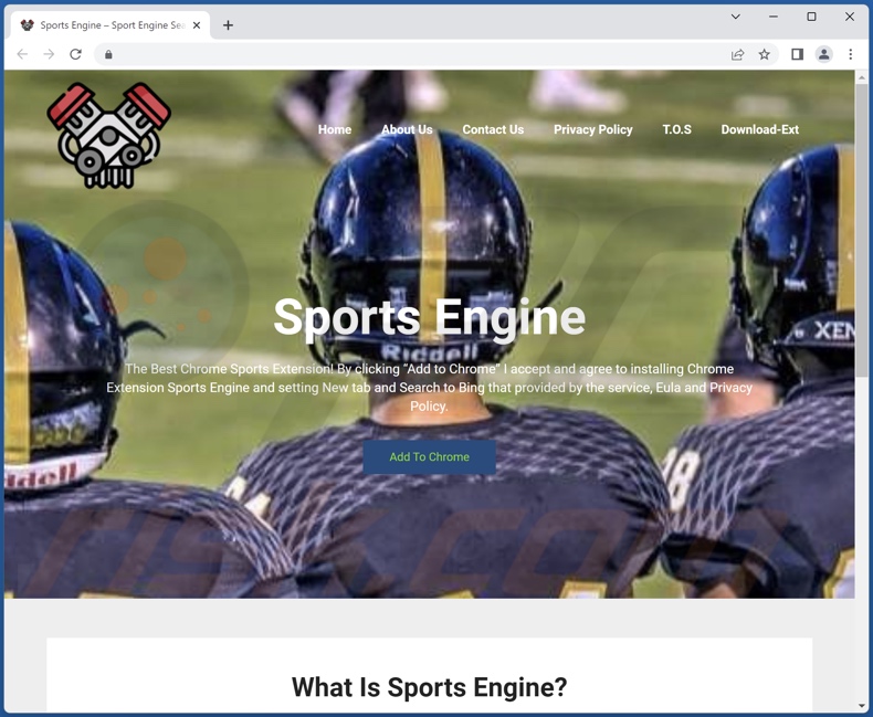 Website used to promote Sport Engine browser hijacker
