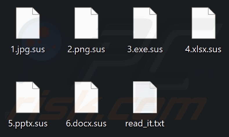 Files encrypted by Sus ransomware (.sus extension)