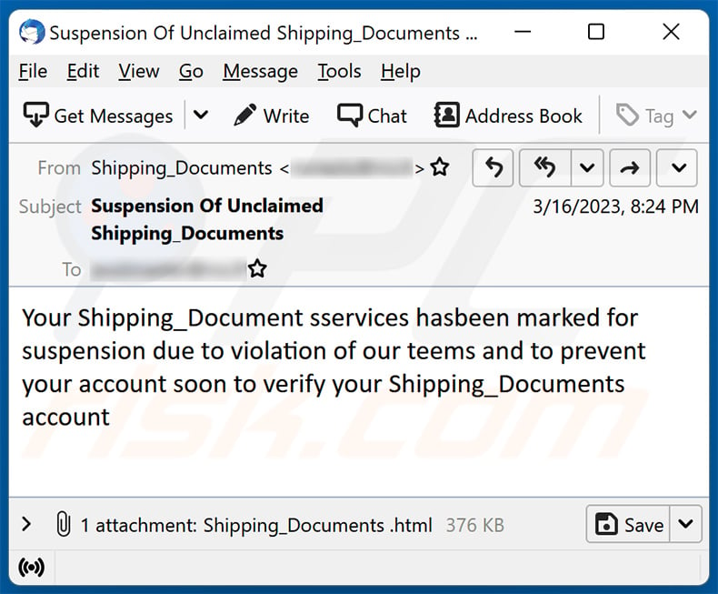 Suspension notice spam email (2023-03-21)