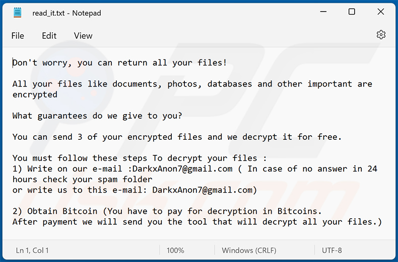TeamDarkAnon ransomware updated ransom note (read_it.txt)