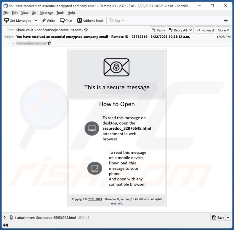 This Is A Secure Message email spam campaign
