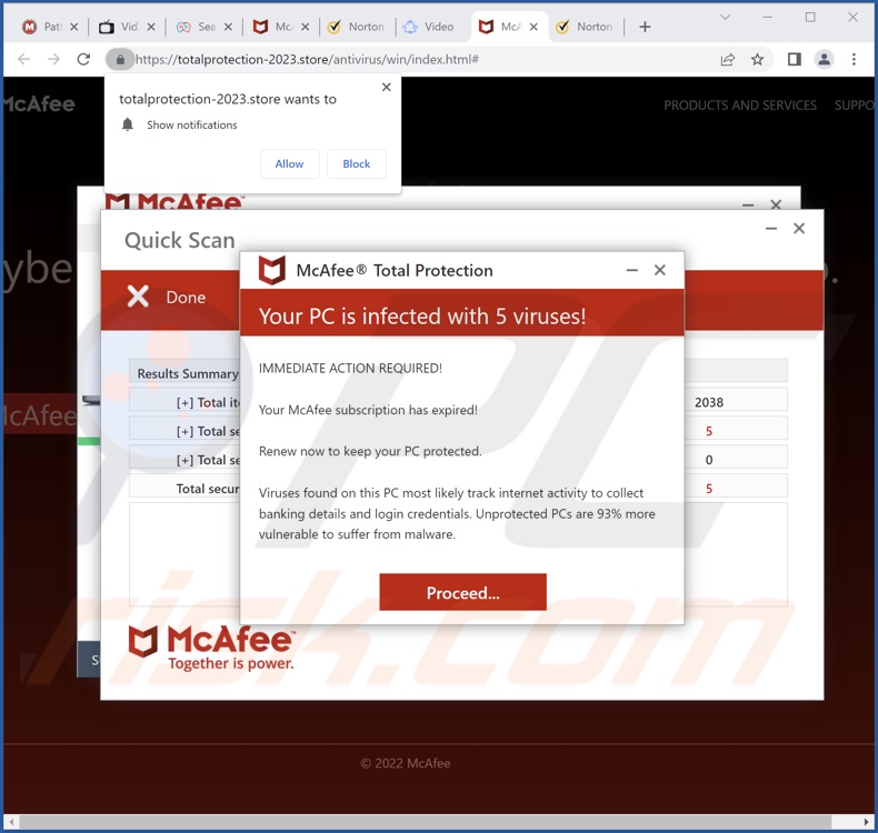 totalprotection-2023[.]store pop-up redirects