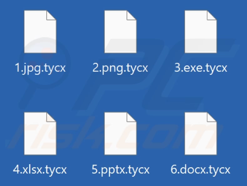 Files encrypted by Tycx ransomware (.tycx extension)