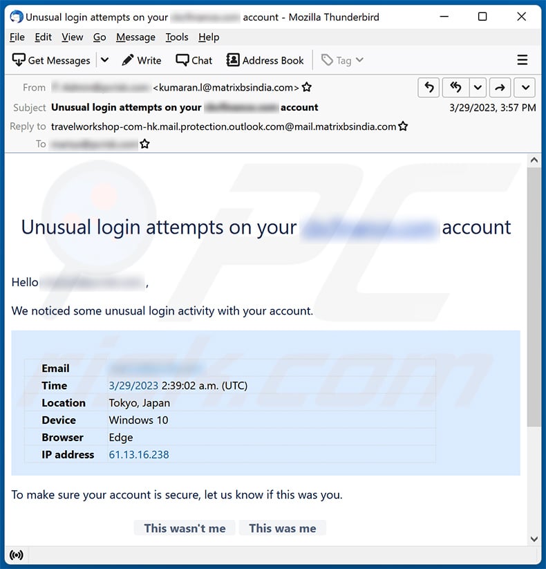 Unusual login attempts email scam (2023-03-31)