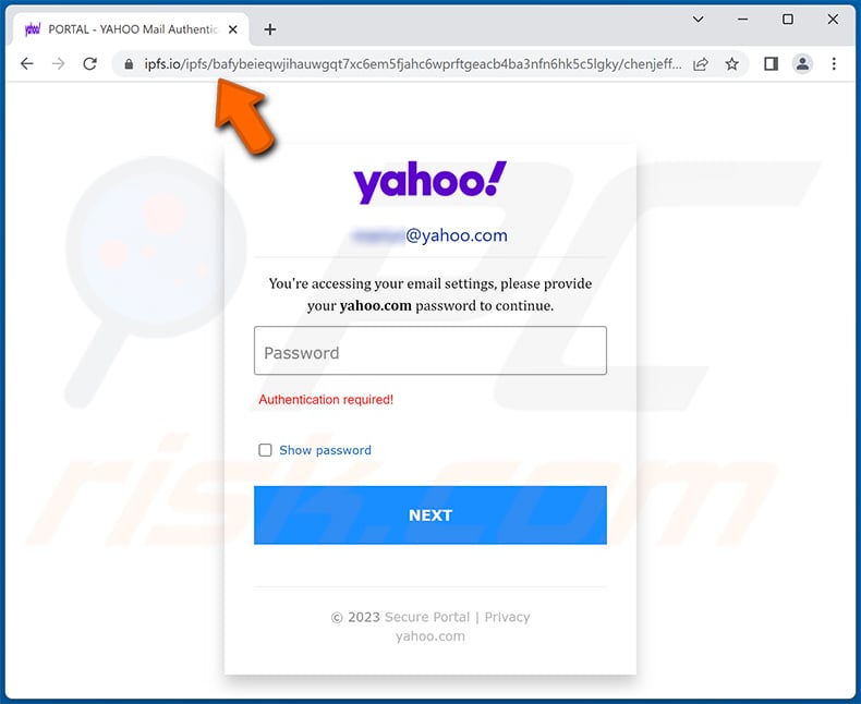 Phishing site promoted via unusual login attempts email scam (2023-03-31)