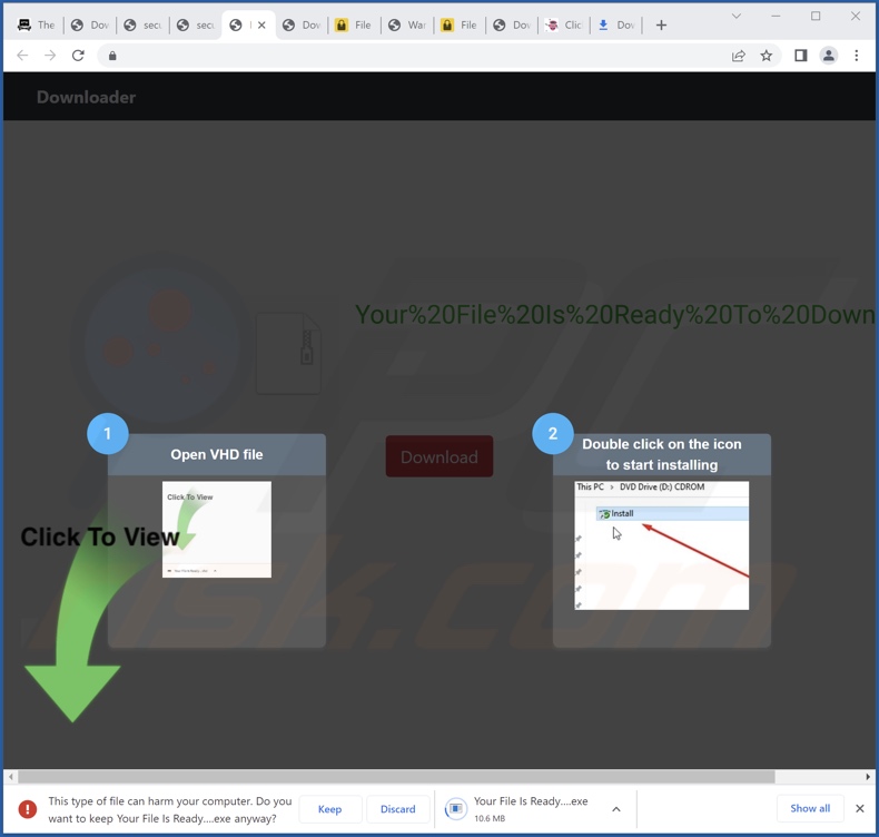 Deceptive website promoting an executable detected as Valyria