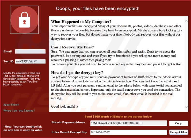 WannaSmile ransomware ransom note (pop-up window)