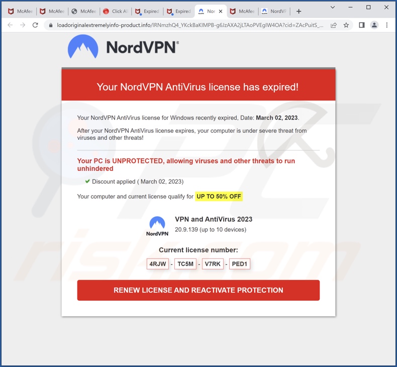 Your NordVPN AntiVirus License Has Expired! scam