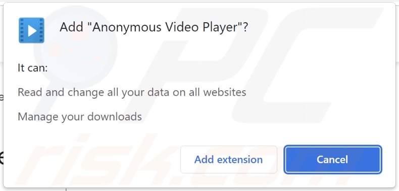 Anonymous Video Player adware asking for permissions