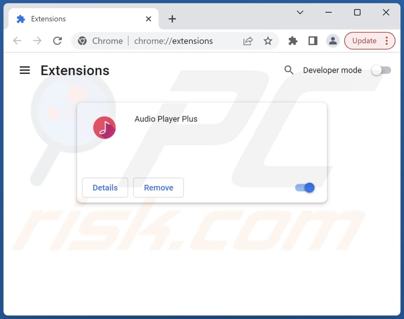 Removing Audio Player Plus adware from Google Chrome step 2
