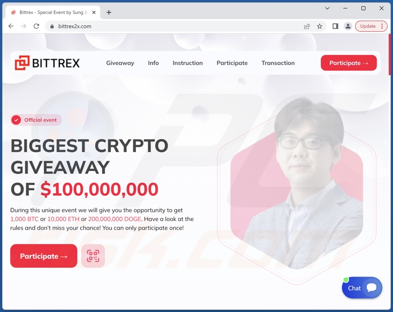 https://www.pcrisk.com/images/stories/screenshots202304/bittrex-crypto-giveaway-scam-main.jpg