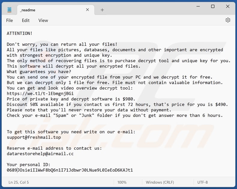 Boza ransomware text file (_readme.txt)