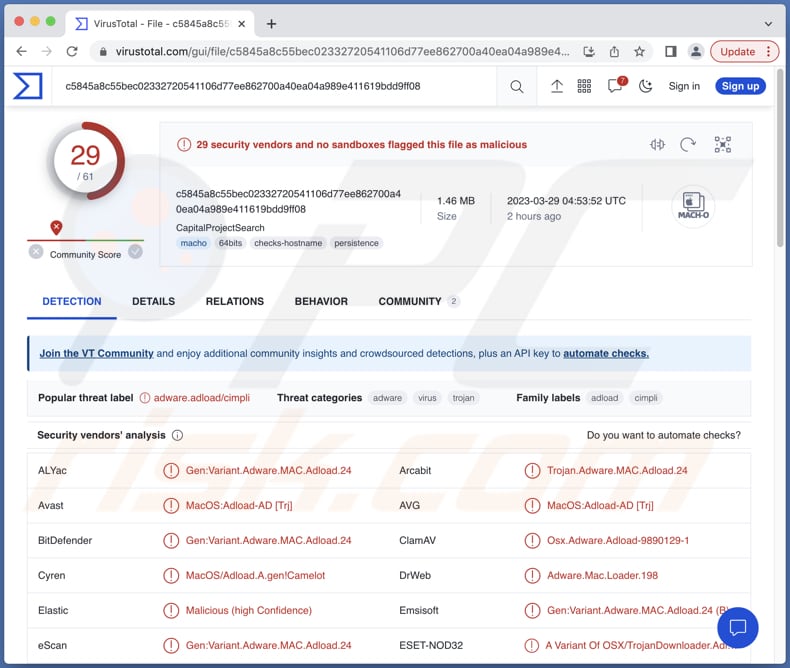 CapitalProjectSearch adware