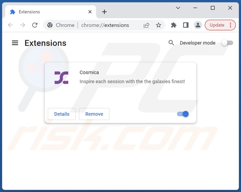 Removing search.cosmica-tab.com related Google Chrome extensions