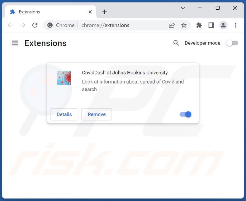 Removing coviddashboard.extjourney.com related Google Chrome extensions