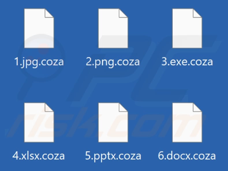 Files encrypted by Coza ransomware (.coza extension)